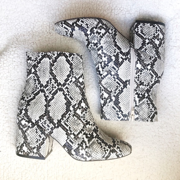 SOLD- UO Margot snake print chunky heel booties - Picture 3 of 6